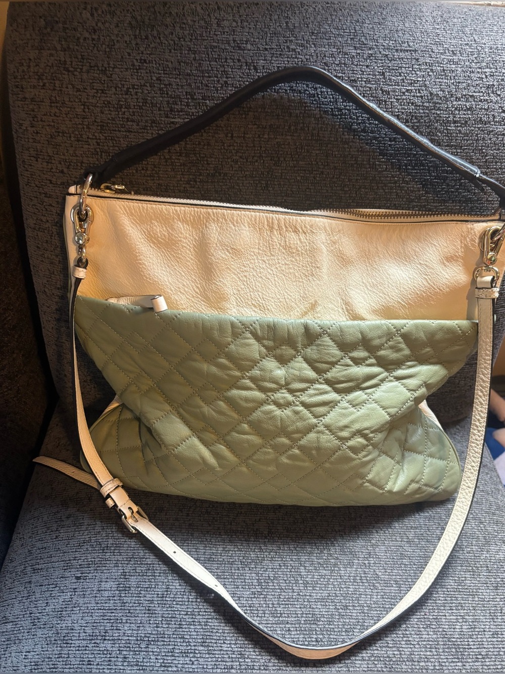 Marc by Marc Jacobs Quilted Sage and Cream Shoulder Bag